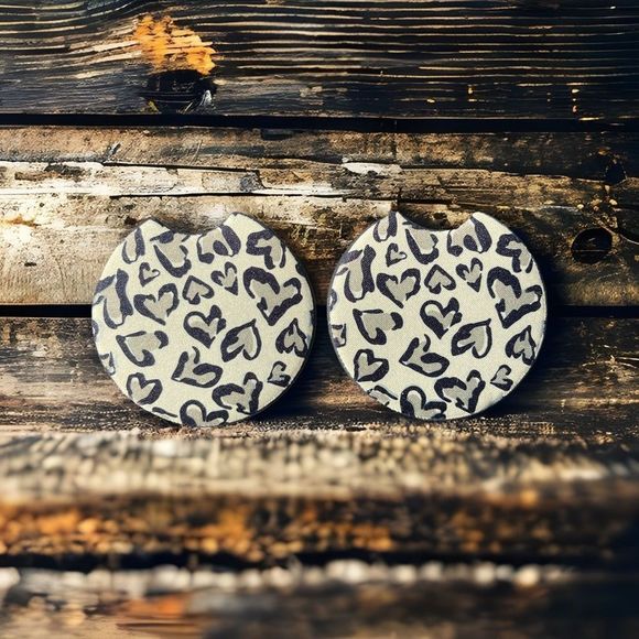 Animal Print Hearts Car Coaster 2 Pack - Picture 4 of 9